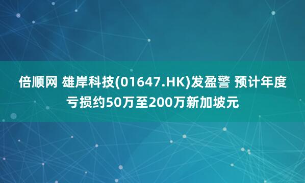 倍顺网 雄岸科技(01647.HK)发盈警 预计年度亏损约50万至200万新加坡元